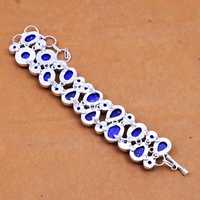 Bracelet tennis de luxe en lapis-lazuli, pierre précieuse, argent sterling 925, fait main, bijoux bohèmes, pierre naturelle, pour femme, GIA
