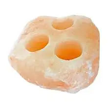 Bougeoirs à trois trous en sel de l'Himalaya pour bougies chauffe-plat - Product Image 3