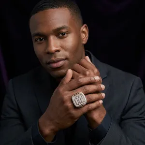 LUXURY <b>Iced</b> Hip Hop Custom VVS Diamond Baguette <b>Ring</b> 925 Sterling Silver 18K Gold Plated Claw Setting Unisex Championship - Product Image 1