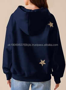 Sweat-shirts à capuche surdimensionnés pour femmes avec motif léopard et étoiles, broderie guépard, style Y2K streetwear, avec poche - Product Image 2