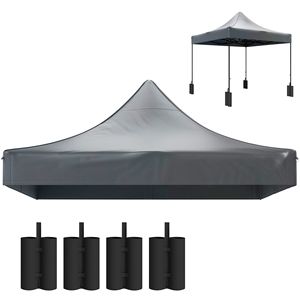 10FT X 10FT Replacement <b>Canopy</b> Top UPF50+ Protection Dark Gray Pop up <b>Tent</b> with 4 Sand Bags <b>Tent</b> Accessories - Product Image 1