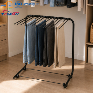 Fabriqué à Taïwan, séchoir à vêtements à 12 cintres pour pantalons et serviettes, pour l'organisation de la maison, usage professionnel en salon - Product Image 4