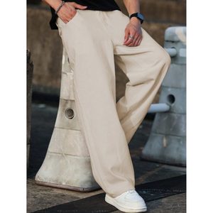 Men's Trending Modern Straight Fit Beige Wide Leg Denim Jeans Eco Friendly Breathable Pant Street Style Fashion Jeans Size 26-40 - Product Image 6