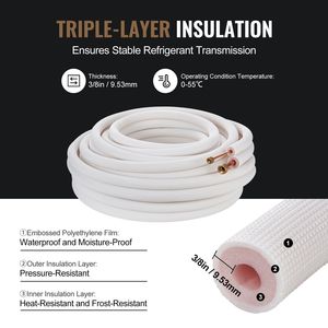 Mini linea di Modulare da 50 piedi per apparecchiature HVAC 1/4 \ "1/2" o. D tubi in rame con isolamento a triplo strato di parti di aria per il riscaldamento del refrigerante - Product Image 5