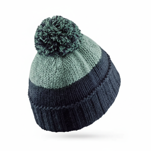 Bonnet d'hiver tricoté à pompons rayés et brodés, avec revers côtelé, en acrylique doux, unisexe, décontracté, pour activités de plein air, cyclisme, ski - Product Image 2