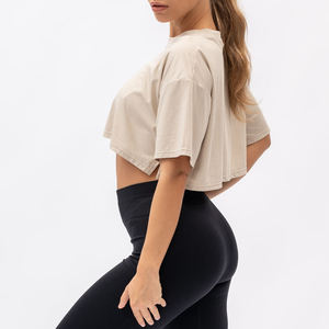 Nouvelle Arrivée T-shirts de Fitness Personnalisés de Haute Qualité pour Femmes Grandes Tailles en Coton/Fibre de Bambou Respirant à Séchage Rapide Épaules Tombantes - Product Image 2