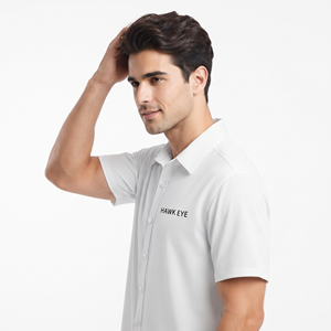 Camisa Casual de Manga Corta de Algodón de Alta Calidad al por Mayor, Camisa Blanca Sólida con Botones y Logotipo Personalizado para Hombre, OEM ODM Marca Privada - Product Image 3
