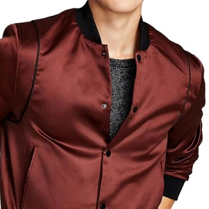 Chaqueta Bomber de Satén de Alta Calidad, Color Sólido, Estilo Casual, Chaquetas de Satén al por Mayor para Hombre - Product Image 2