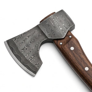 Hache en acier de Damas traditionnelle, fabriquée à la main, outil de camping en plein air pour couper et hacher du bois - Product Image 5