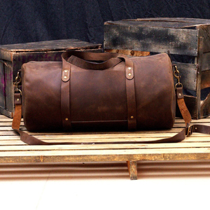 Sac de voyage en cuir véritable style rétro, sac de week-end, grande capacité, léger, fermeture éclair, bagage à main portable LDB-0293 - Product Image 1