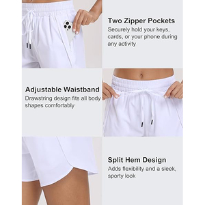 Shorts Deportivos Blancos para Mujer, de Secado Rápido, Transpirables, para Correr, con Cordón Ajustable - Product Image 4