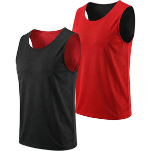 Débardeur de basketball unisexe réversible blanc et noir sans manches, respirant, anti-humidité, en polyester, coupe régulière pour adulte, style maille - Product Image 2