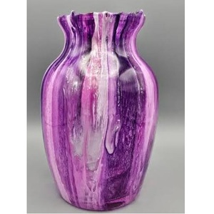 Vase à fleurs en bois et résine artisanal, style côtier, imperméable et écologique, grand vase décoratif en bois et époxy pour la maison et le bureau - Product Image 3