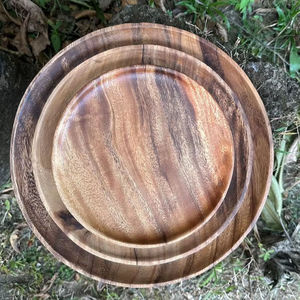 Assiettes en bois écologiques uniques et artisanales, style classique, finition polie, compatibles lave-vaisselle - Product Image 2