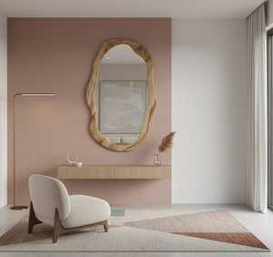 Espejo de Pared de Madera Irregular, Orgánico y Asimétrico, Espejo Moderno con Marco de Madera con Borde Natural en Forma de Ola, Pieza Decorativa Estética para Sala de Estar - Product Image 3