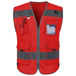 Gilet de sécurité réfléchissant multi-poches haute visibilité OEM Parium pour hommes, classe 1 ANSI, imperméable, 100 % polyester - Product Image 5