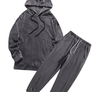 Ensemble survêtement homme gris foncé – Lavage acide vintage, pull molletonné doux et pantalon de jogging fuselé, streetwear confortable - Product Image 4