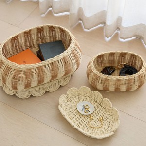 Elegante Cesta de Almacenamiento de Ratán con Tapa de Borde Festoneado para Decoración del Hogar, Organizador de Ropa para Guardería, Multiusos, Hecho en Vietnam - Product Image 4