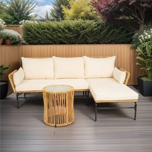 IPRO Premium Outdoor Garden Leisure Sports Venues Furniture Modern Design Waterproof 5-Seater Lounge <b>Corner</b> Wicker <b>Rattan</b> Set - Product Image 1