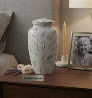 Urne funéraire élégante en aluminium, motif floral délicat, artisanale et durable, pour cendres commémoratives, design personnalisé, urne décorative pour funérailles