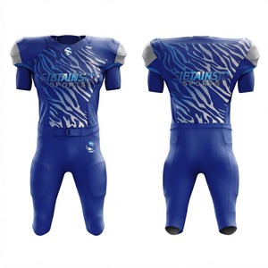 Custom Blue <b>Zebra</b> <b>Print</b> American Football Padded Jersey and Pants Set Team Uniform Sublimated Sportswear for Men Youth Clubs - Product Image 1