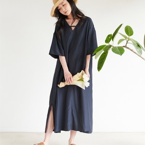 Women Boho V-Neck Linen Maxi <b>Dress</b> With Tie Waist <b>Loose</b> Fit Short Sleeve Summer Casual <b>Dress</b> - Product Image 3