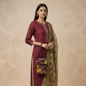 Sac à bandoulière de luxe Royal Couture en velours doux moderne, motif floral, mini sac à épaule de créateur, fermeture magnétique, coton - Product Image 2