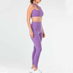 Conjunto Deportivo de Dos Piezas para Mujer, Color Sólido, Sin Costuras, Transpirable, de Secado Rápido, con Sujetador Deportivo de Compresión, para Yoga y Gimnasio, Servicio OEM, Venta Caliente 2026 - Product Image 2