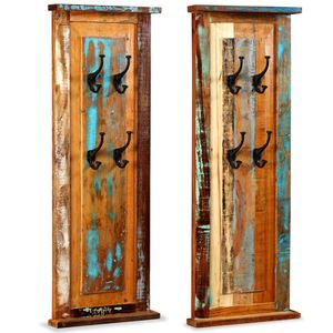 Juego de 2 percheros de pared de madera recuperada multicolor - Product Image 3