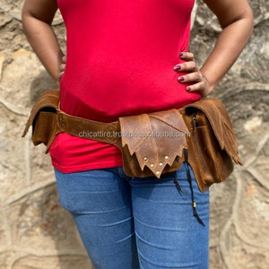 Cinturón utilitario de cuero genuino hecho a mano Real, cinturón de bolsillo de cadera, cinturón de Festival de alta calidad, bolso de cadera con múltiples bolsillos para mujer - Product Image 3