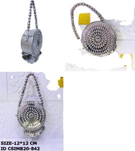 Craftstages International Handmade Metal <b>Clutch</b> Evening <b>Bag</b> <b>Wedding</b> Fashionable Pearl Heart Pattern Satin Lining Flap Closure - Product Image 1