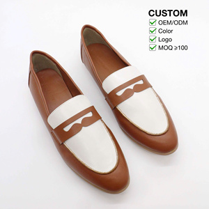 Mocassins de bureau confortables pour femmes, légers, en denim et PU, à talon carré, fabriqués au Vietnam - Product Image 1