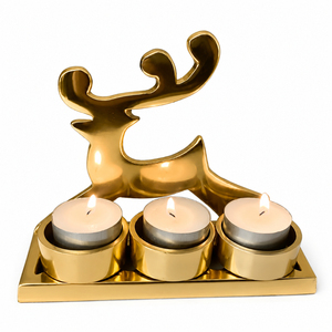 Nouveau Porte-bougie de Noël de luxe en métal doré, Bougeoir renne, Couronne, Centre de table de fête, Vente en gros usine, Faible MOQ - Product Image 6