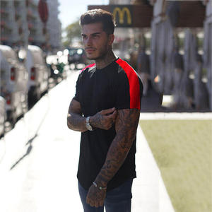 Screen Printed Tracksuit Heavyweight Comfortable Oneck <b>Patchwork</b> Cotton T <b>Shirt</b>, Custom Logo Quick Dry Breathable Short Sleeve - Product Image 4