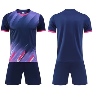 Custom Blue <b>Soccer</b> Uniform Set Men's V-Neck Short Sleeve Jersey Shorts Moisture Wicking Polyester All Seasons Athletic Fit - Product Image 3