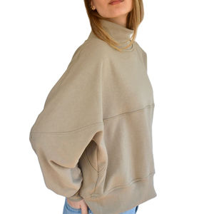 Sweat-shirt pour femme personnalisé, en molleton tricoté épais, réversible, à col montant, à sequins, coupe oversize, uni, 100% coton, avec logo personnalisé - Product Image 2