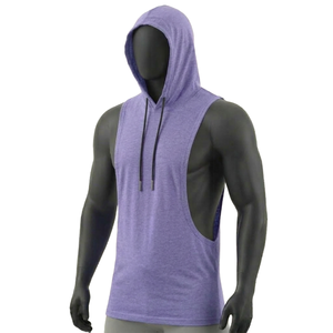 Hoodie sans manches personnalisé avec logo, pour musculation, fitness, hommes musclés, t-shirt coupe ajustée, gilet à capuche pour hommes - Product Image 1