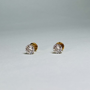 Pendientes de Diamantes Naturales Certificados de 1.0 CT con Corte Brillante, Oro Sólido de 9K, Unisex, para Compromiso, Boda, Regalo de Lujo - Product Image 6