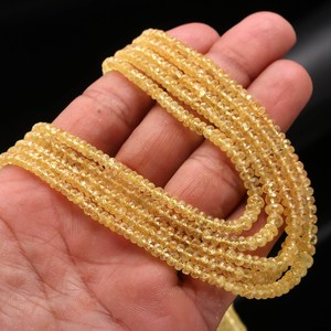 Collar de Zafiro Amarillo de Ceilán Natural Sin Calentar, Cuentas de Zafiro Amarillo Real Sin Calentar, Facetadas en 5 Capas, Multihilo - Product Image 3