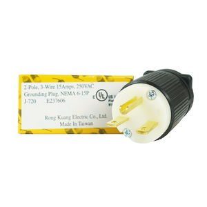 ปลั๊กไฟฟ้าไต้หวัน ทนทานต่อแรงกระแทก มาตรฐาน NEMA 6-15P 15A 250V UL498 สำหรับเชื่อมต่อเครื่องใช้ไฟฟ้าภายในบ้าน - Product Image 2