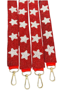 Sangle de sac à main réglable en perles blanches et rouges, motif hiboux, faite à la main, pour les jours de match - Product Image 4