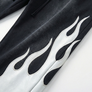 Pantalones Deportivos Negros con Bordado de Llama |   Pantalones Deportivos Blancos Flame |   Pantalones Deportivos y de Vestir Extra Grandes Estilo Urbano |   Fabricante OEM Personalizado - Product Image 4