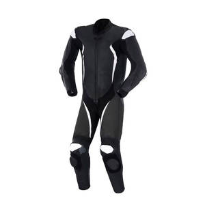 Traje de Motociclismo de Cuero Personalizado, Diseño Personalizado en Blanco y Negro para Carreras Rápidas - Product Image 1