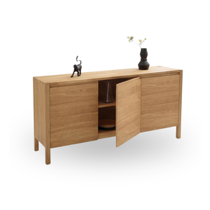 Meuble TV Minimaliste en Bois Massif, Meuble de Rangement Autonome en Chêne pour Salon - Product Image 2