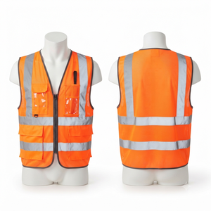 Chaleco de Seguridad de Alta Visibilidad, Transpirable, Ignífugo, de Malla de Poliéster de 120 GSM, Color Naranja Reflectante, con Bolsillos Utilitarios, Logotipo Personalizado, OEM, ODM - Product Image 3