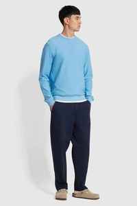 Pull en maille bleu clair à col rond pour homme, coupe classique, couleur unie, décontracté, pour l'automne, fabricant de Sialkot, OEM ODM - Product Image 2