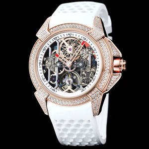 Exquisite and Elegant Business Luxury Diamond-encrusted Bezel Casual <b>Skeletonized</b> Tourbillon <b>Automatic</b> Mechanical Men's <b>Watch</b> - Product Image 1