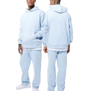 Factory Heavy Fleece Full Length No Strings Hooded <b>Hoodies</b> Custom Logo Tracksuits for Men Elastic Waist Sweatsuit - Product Image 3