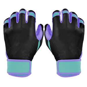 Gants de frappe rembourrés en cuir violet, noir et turquoise avec fermeture auto-agrippante pour entraînement adulte unisexe - Product Image 1