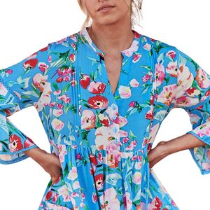 Vestido Mini Estampado para Mujer, Vestido de Moda con Cintura Fruncida - Product Image 4